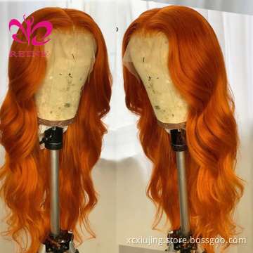 New design Body wave lace frontal wig REINE ombre color body wave hair lace front wig with baby hair double drawn human hair wig